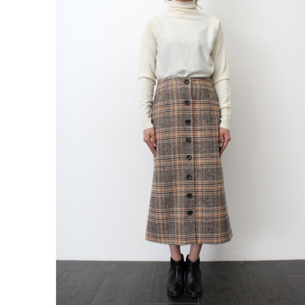 現貨｜[SALE] 日本格仔前釦H形中長裙 (3色)