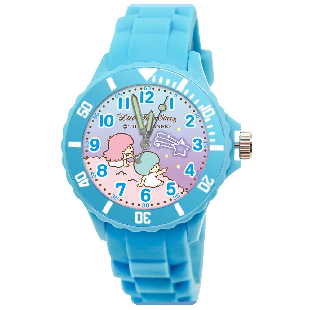 【三麗鷗Sanrio】雙子星運動彩帶錶-水藍色 (2015T)