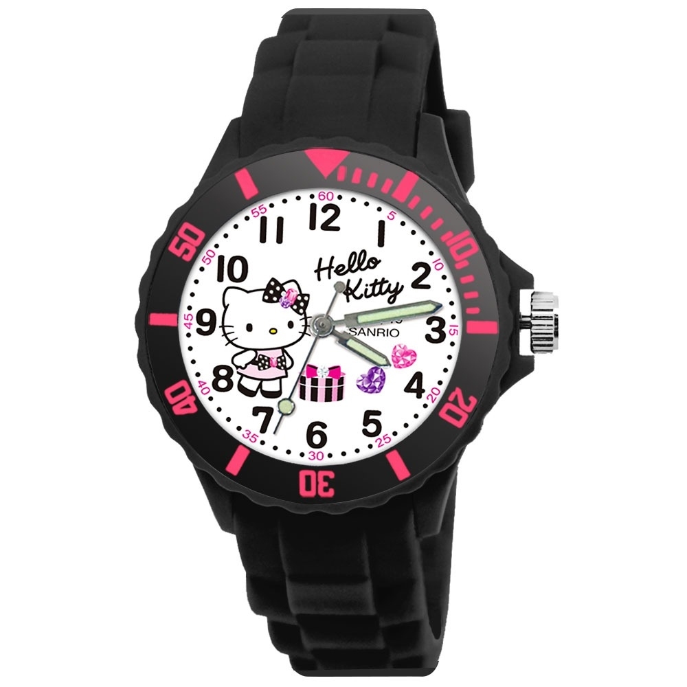【三麗鷗Sanrio】凱蒂貓運動彩帶錶-黑色 (2007K)