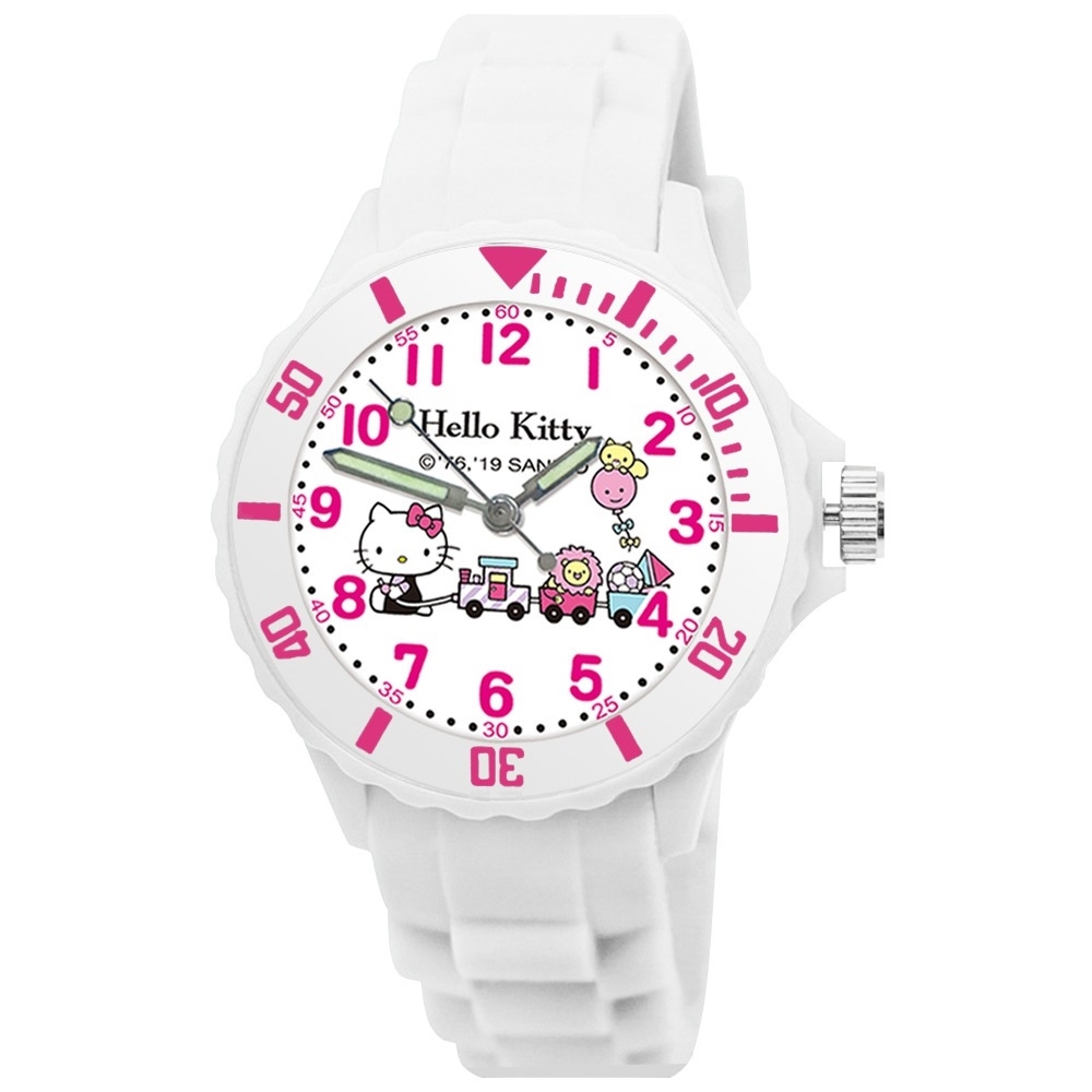 【三麗鷗Sanrio】凱蒂貓運動彩帶錶-白色 (2006K)
