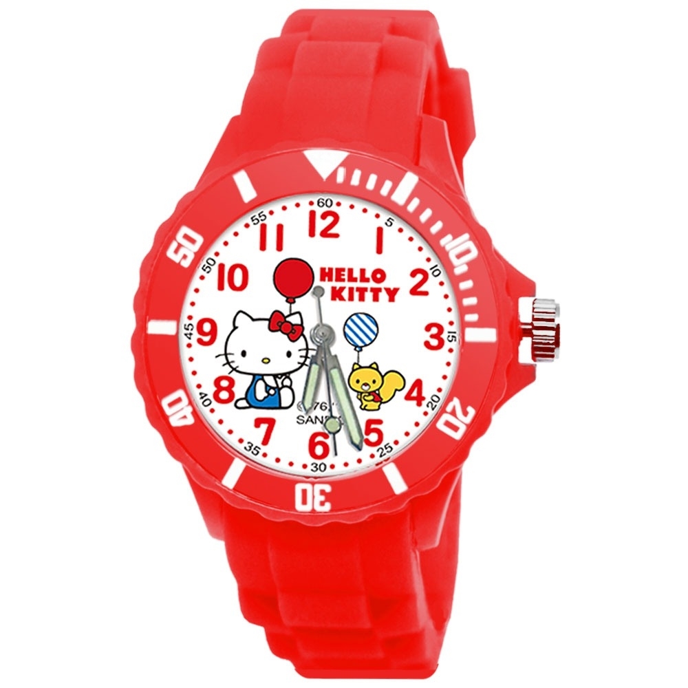 【三麗鷗Sanrio】凱蒂貓運動彩帶錶-紅色 (2005K)