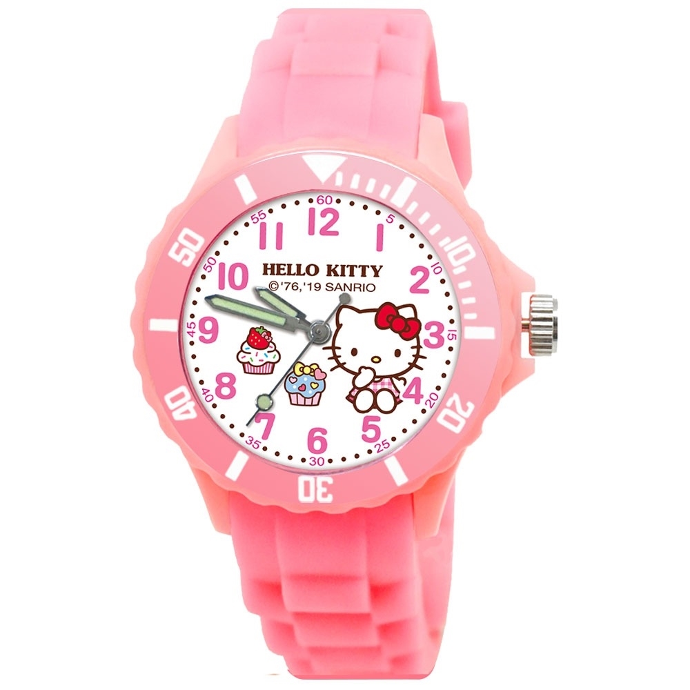 【三麗鷗Sanrio】甜點凱蒂貓運動彩帶錶-粉紅 (2002K)
