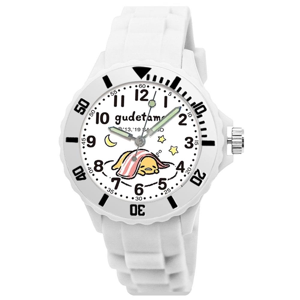 【三麗鷗Sanrio】生魚片蛋黃哥運動彩帶錶-白色 (2026G)