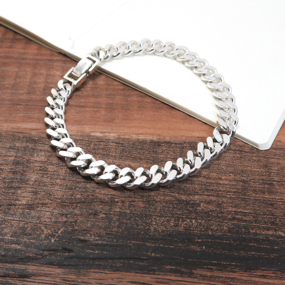 寬版繩索手鍊 925純銀手鍊 古巴鍊 男生手鍊 女生手鍊