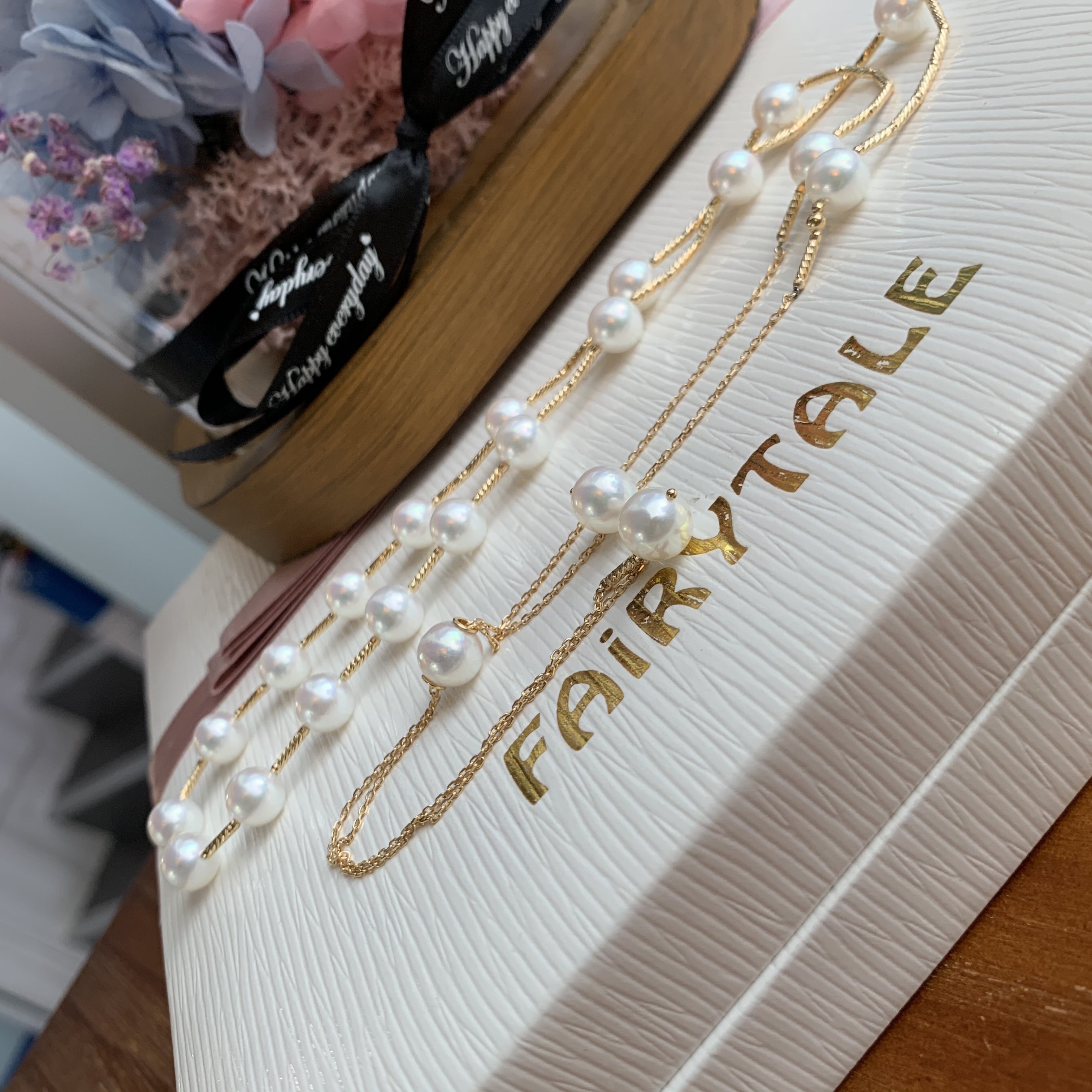 18K金日本無調色Akoya珍珠項鏈 - 一款三戴