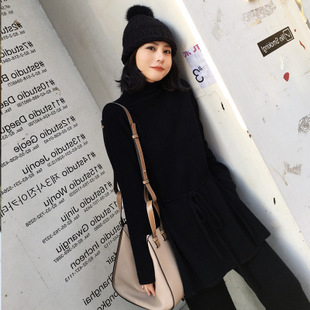 高領收腰+寬直筒長褲 針織套裝 (4色)