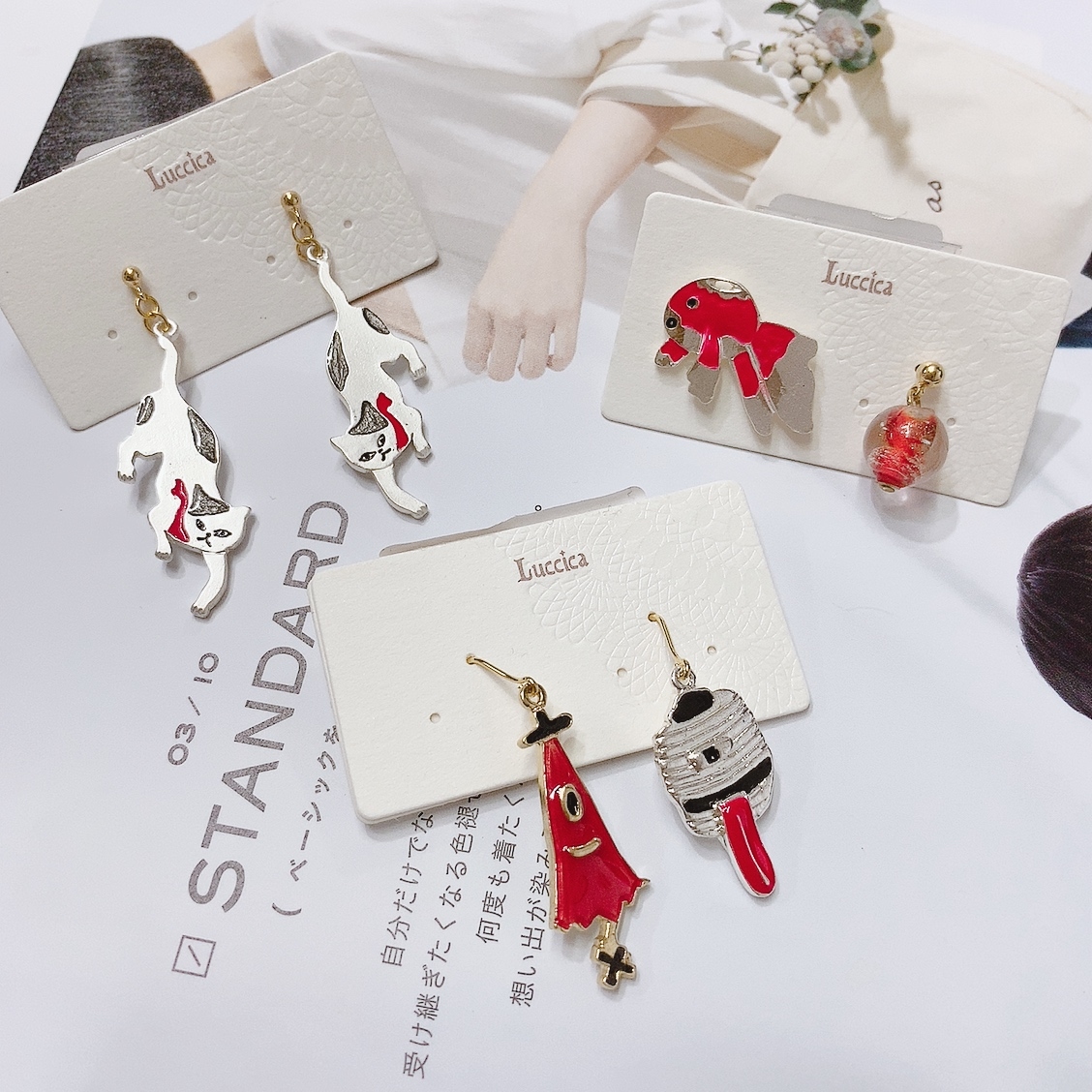 Luccica 日本制金魚/妖怪/貓咪耳環