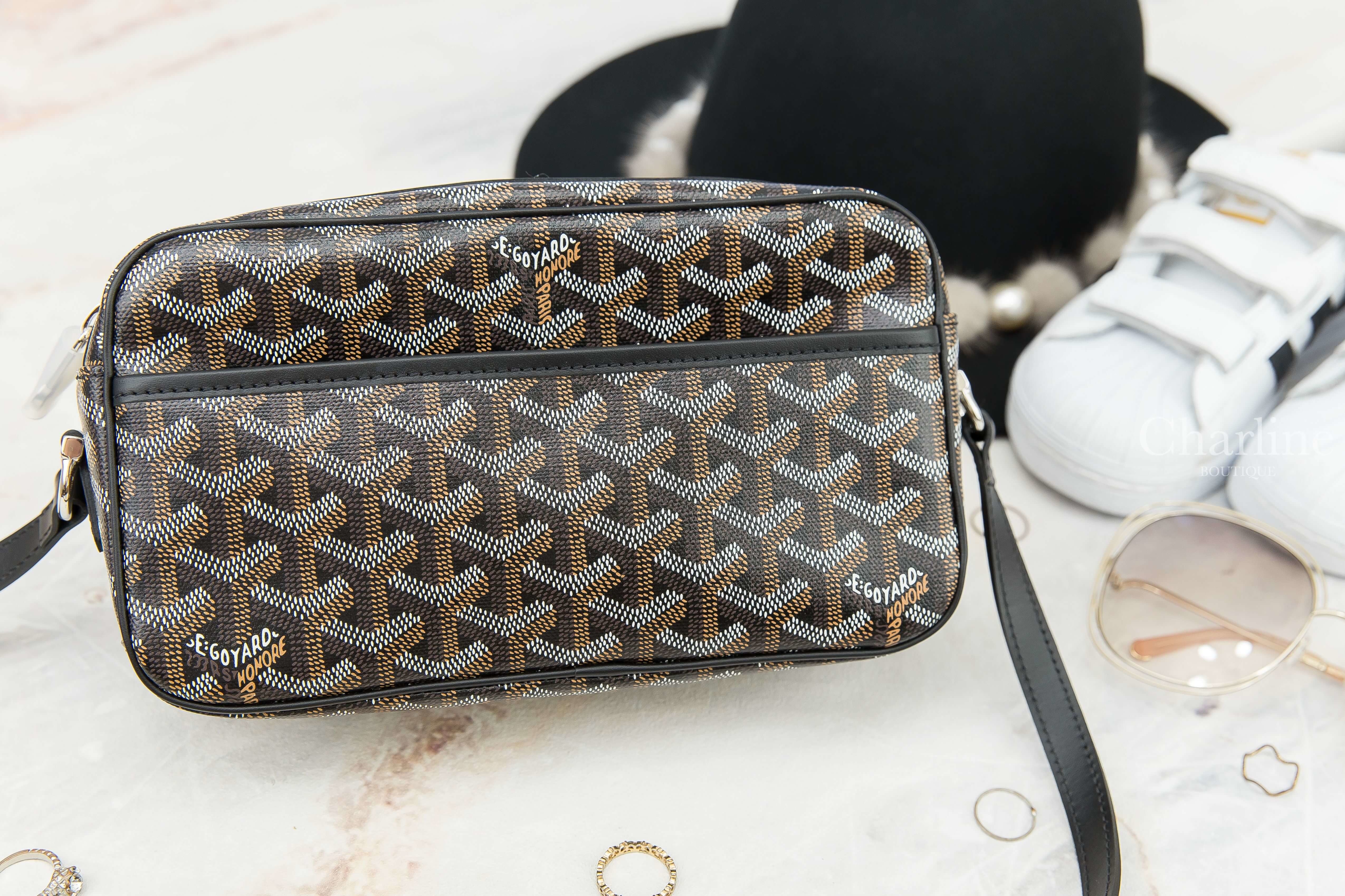 Goyard Cap-Vert PM Bag 黑色帆布小牛皮黃色內裡肩背包