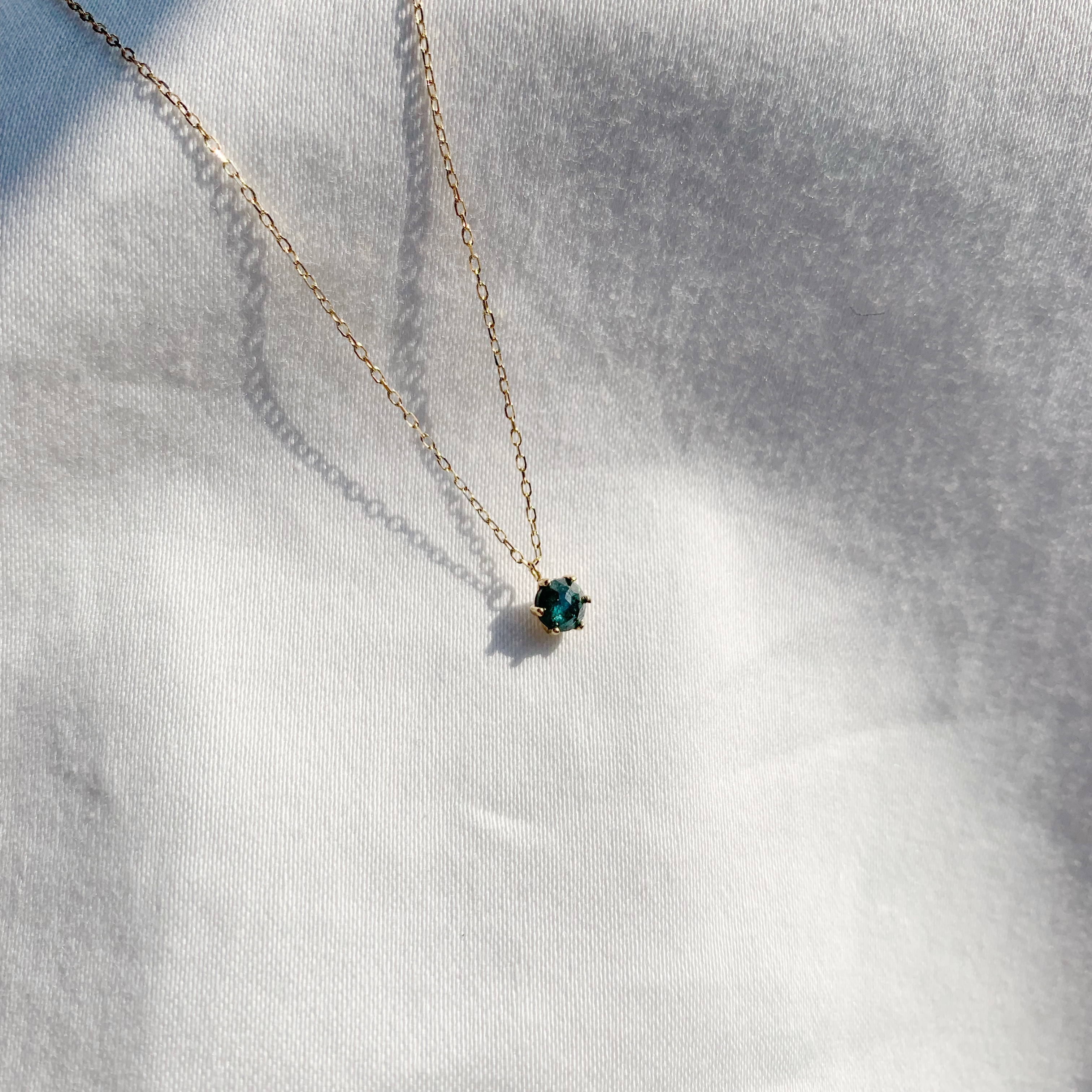 14k純金 六爪藍鑽原礦鎖骨鍊