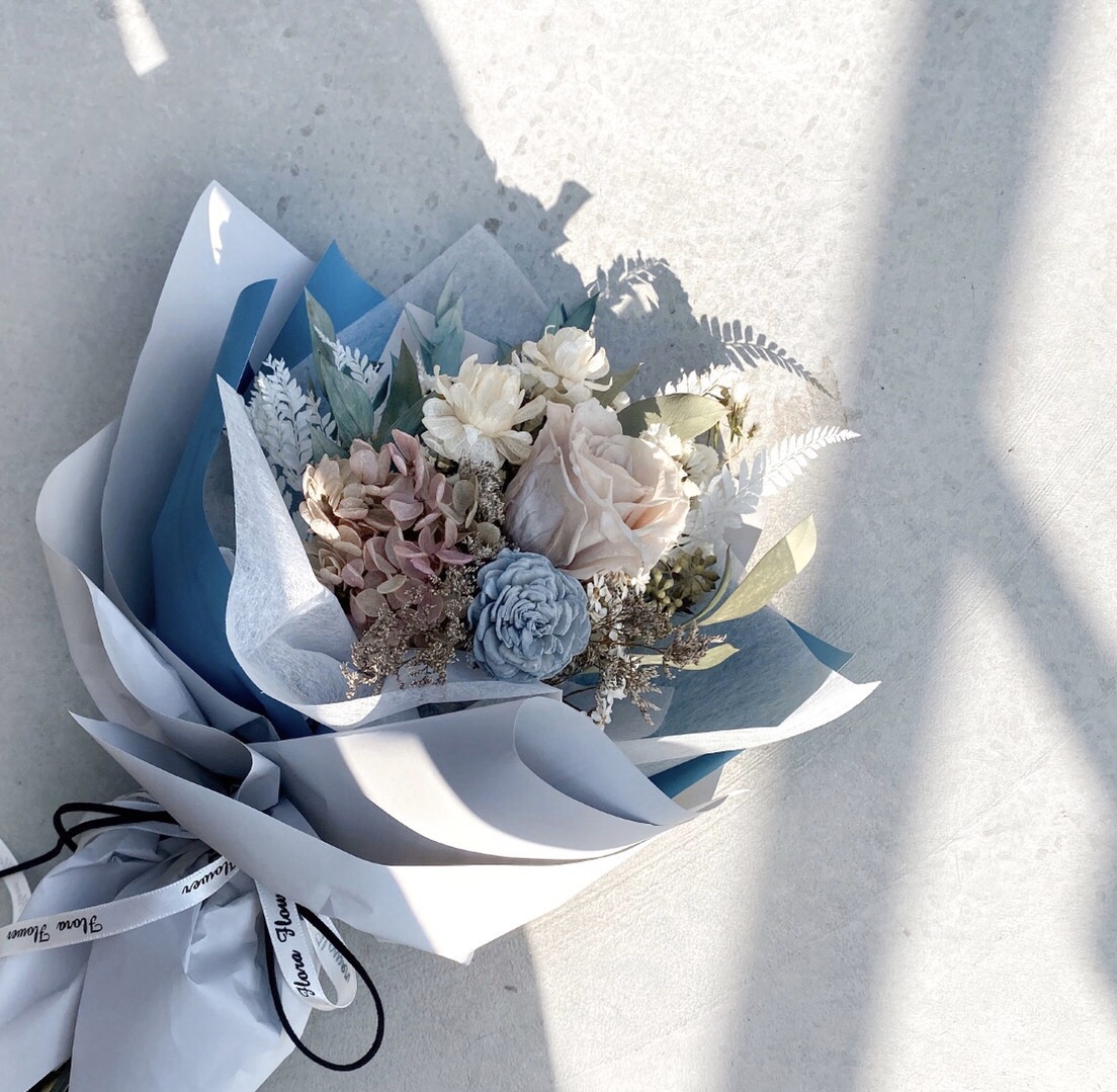 永生花花束-藏藍