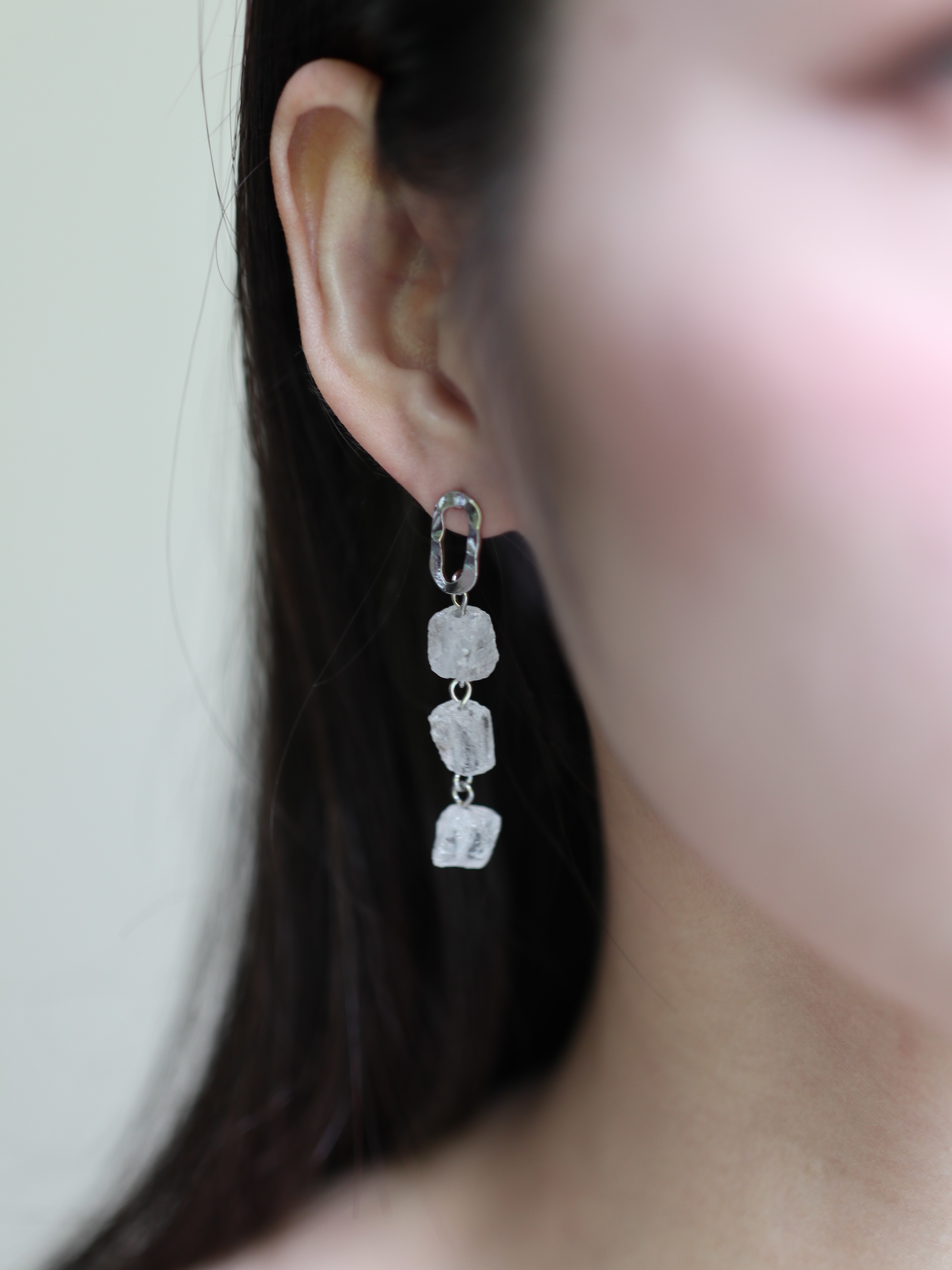 小冰糖｜白水晶耳環