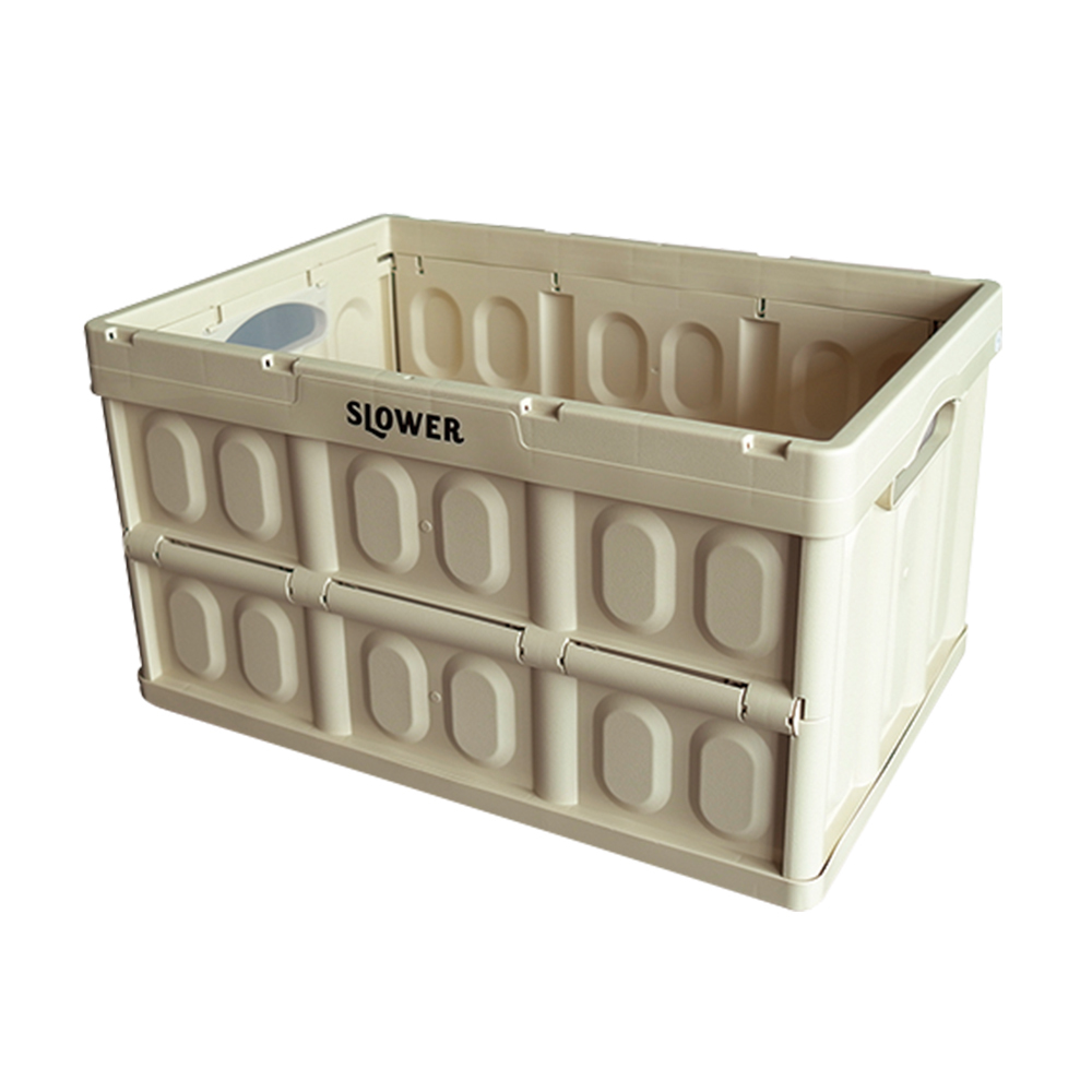 Slower 日本『慢活型人生』摺疊收納箱 沙色 45L