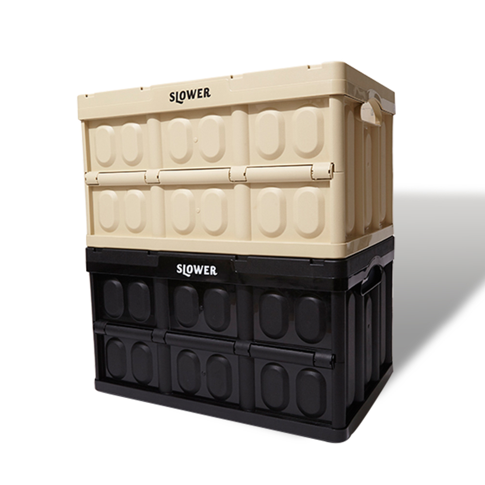 Slower 日本『慢活型人生』摺疊收納箱 沙色 45L