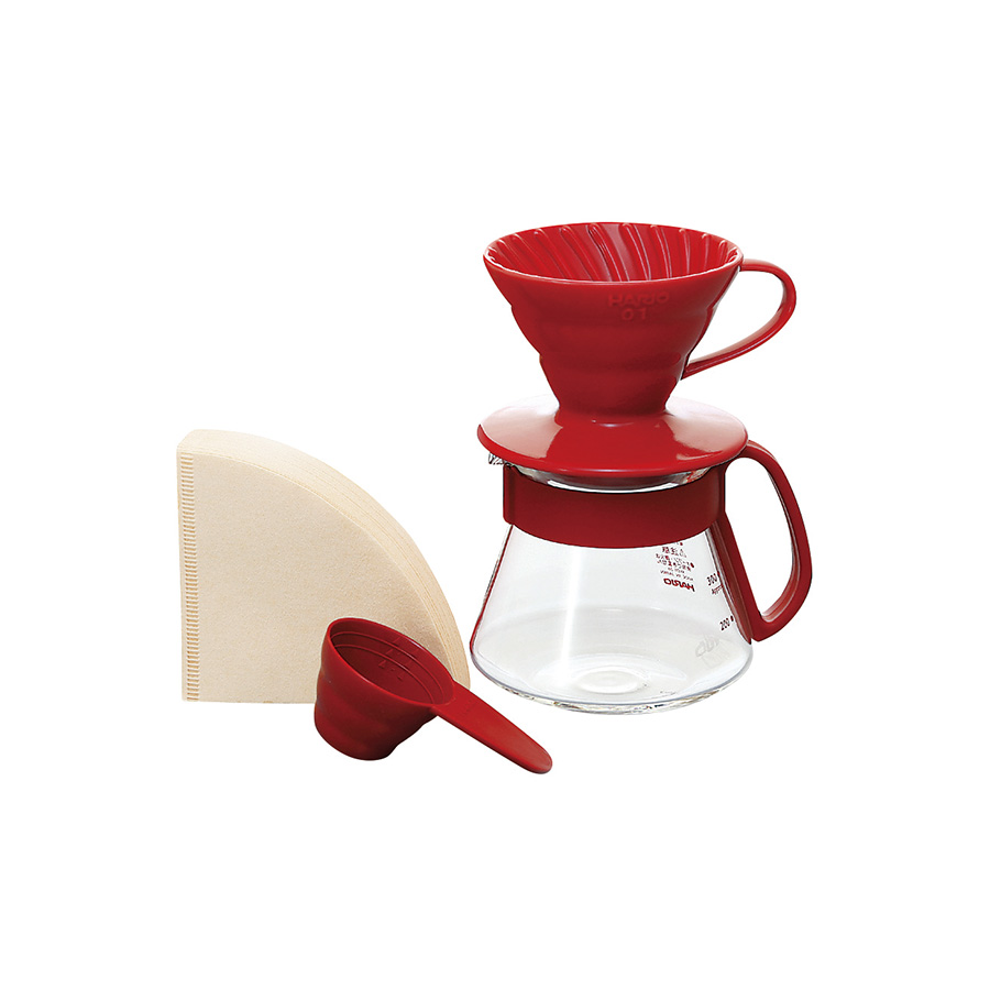 HARIO 紅色陶瓷濾沖組-1~2人份