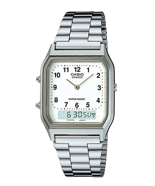 萬年鐘錶 - 卡西歐  CASIO 復古 電子錶  AQ-230A-7B   錶徑 29MM