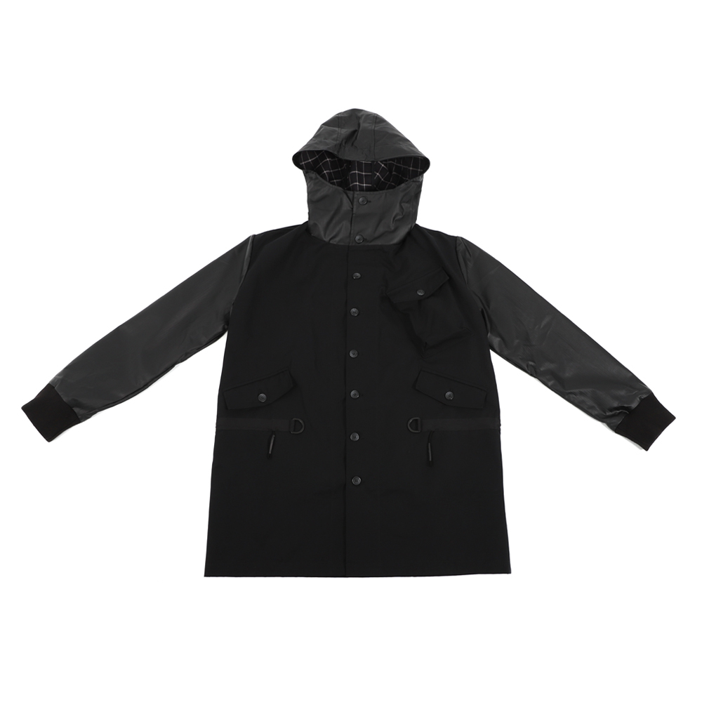 高領防潑水連帽軍外套 (黑)