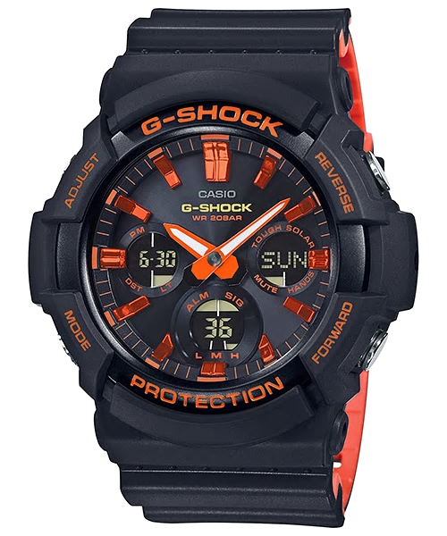 Casio G-Shock Solar Matte Black And Orange Watch GAS-10