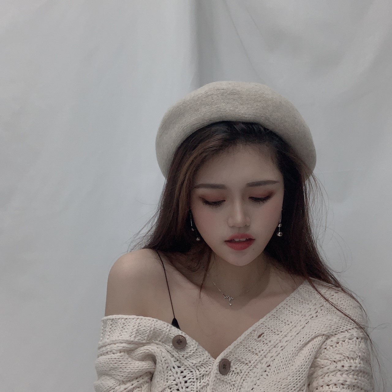 雙色針織畫家帽/四色