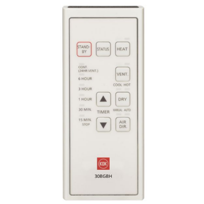 KDK 30BGCH 天花式浴室寶(PTC無線遙控型號 – 浴室換氣暖風機) 香港行貨