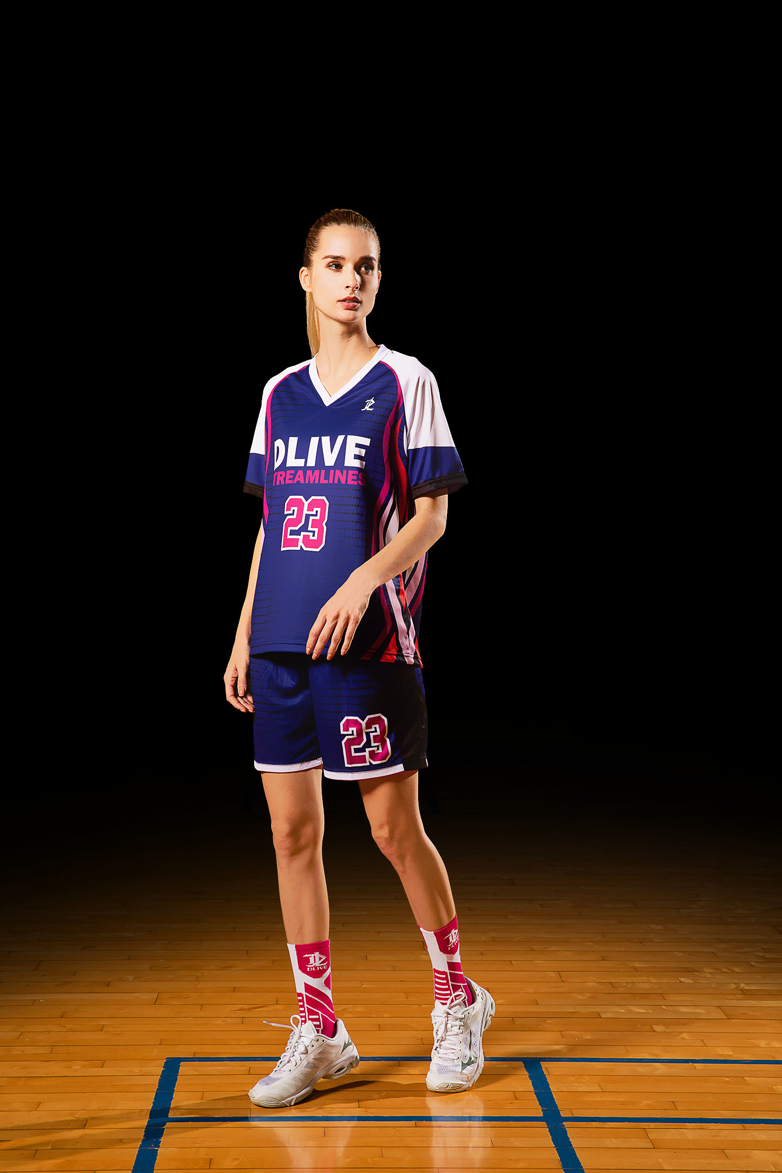 昇華V領排球服 - 紫荊花