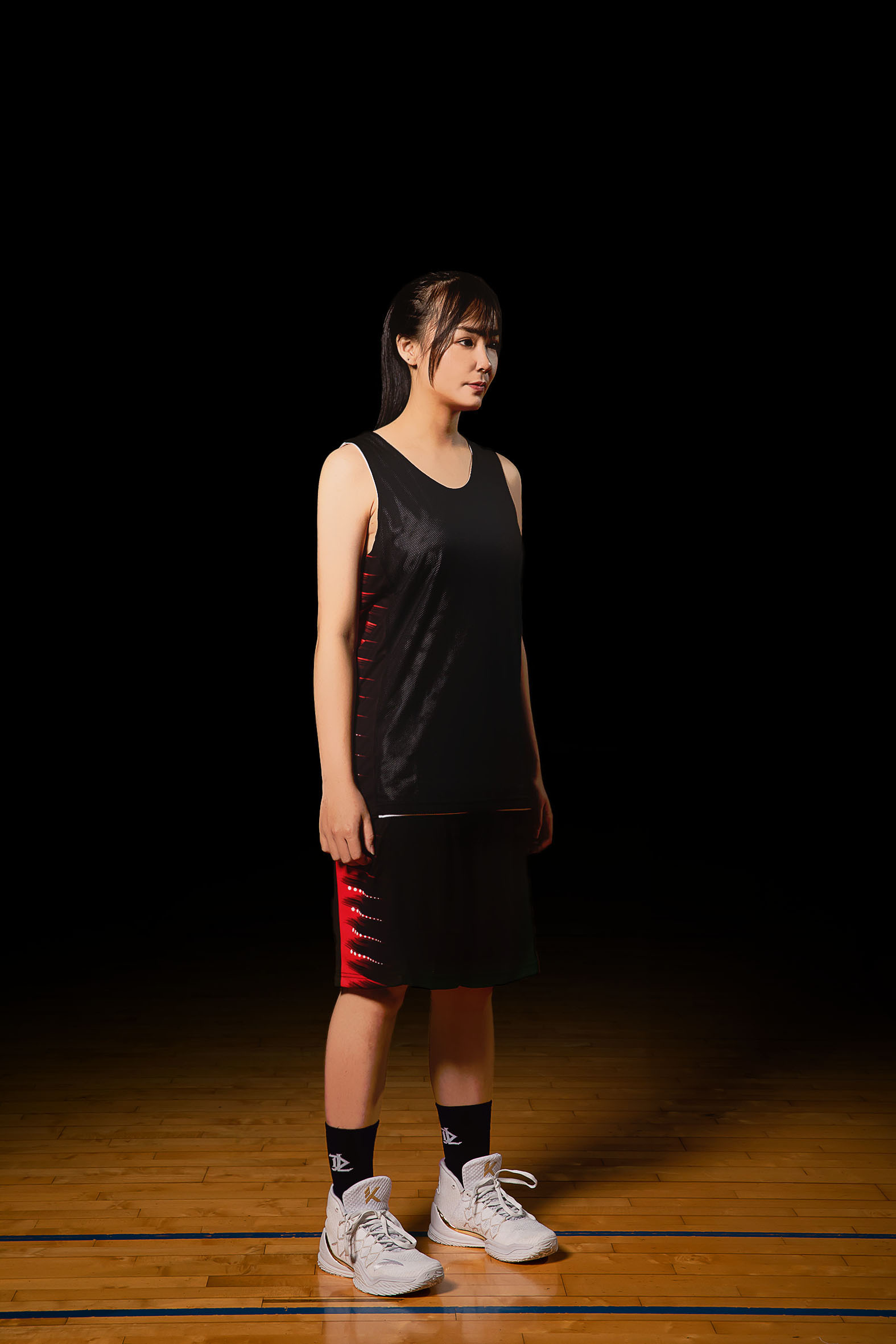 雙面籃球服 - Pierce(黑/白/紅)