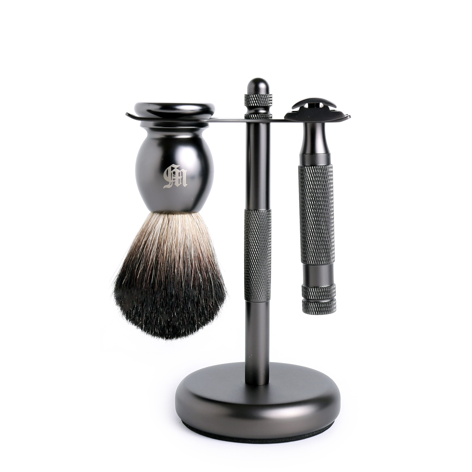 英國 Grand Manner 特務系列 復古雙面安全手動刮鬍刀組（槍管黑 / 傳統老式雙刃刮鬍刀片 / 禮盒）