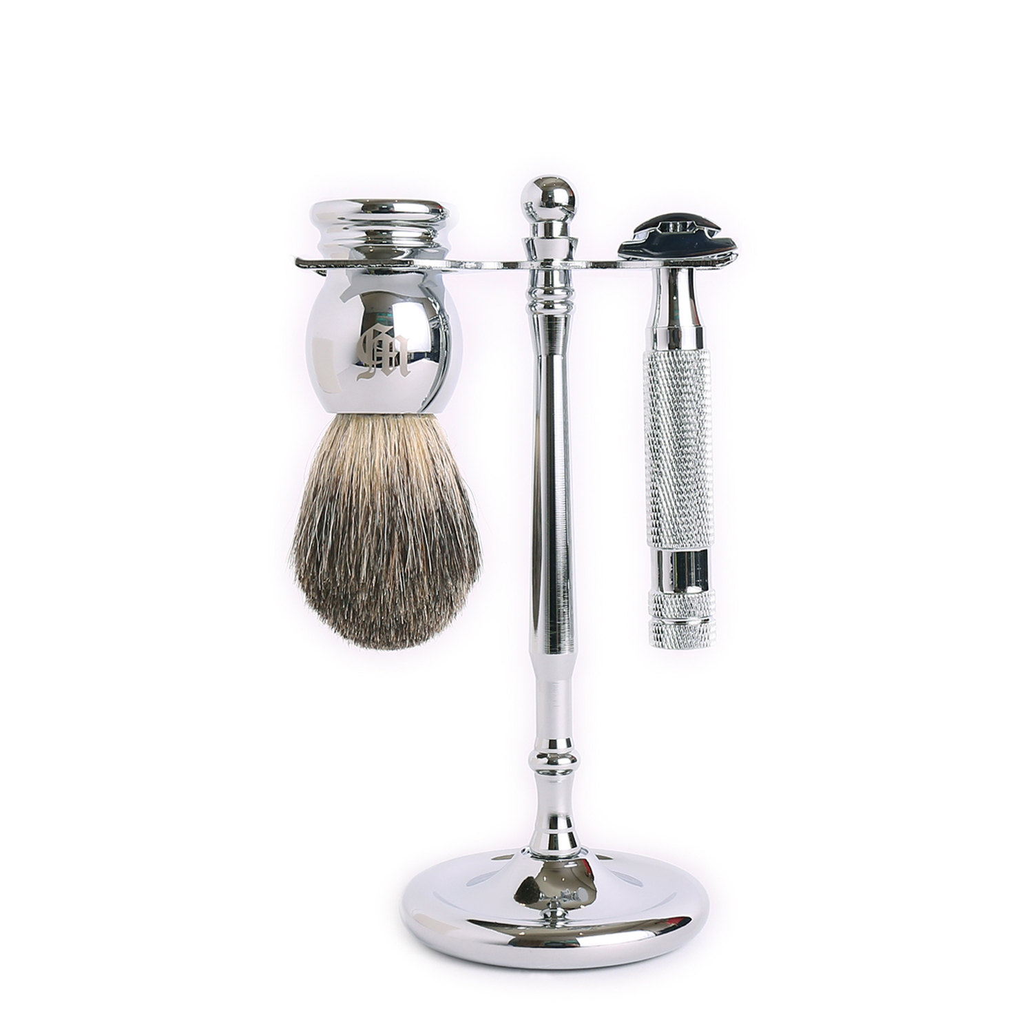 英國 Grand Manner 特務系列 復古雙面安全手動刮鬍刀組（銀 / 傳統老式雙刃刮鬍刀片 / 禮盒）