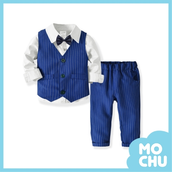 復古條紋紳士套裝(三色)