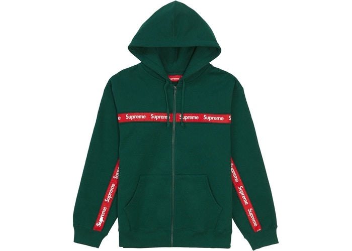 [現貨]Supreme Text Stripe Zip Up Hooded Sweatshirt "Green"