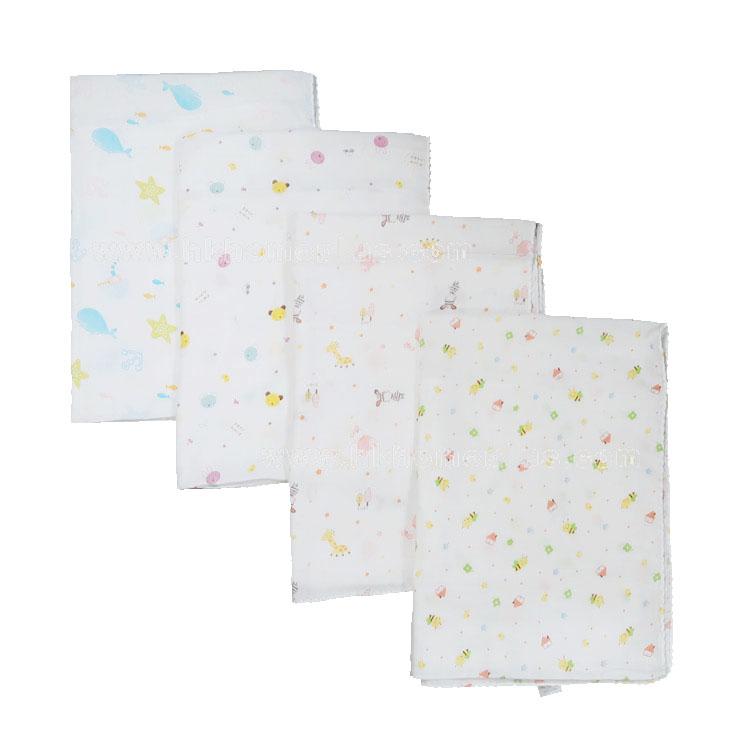 4條裝 雙層紗布印花浴巾 4010208