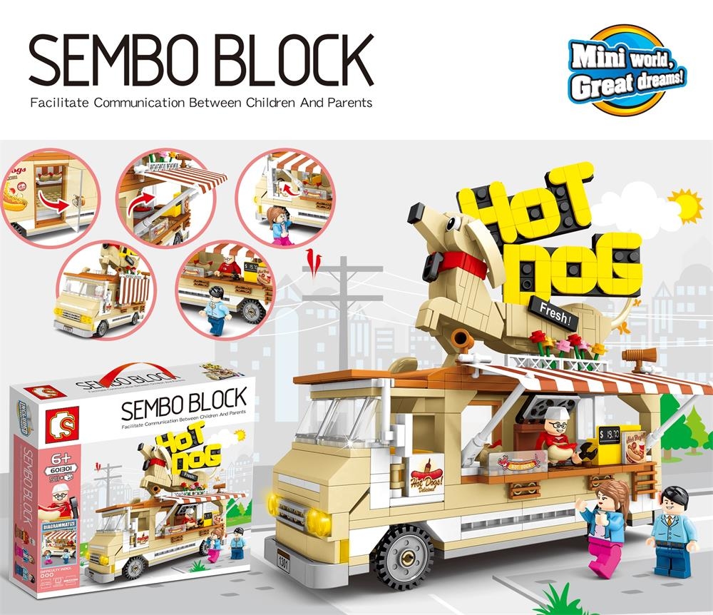 Hotdog Truck Food Building Bricks Set Minifigures Minifig NO BOX SB601301