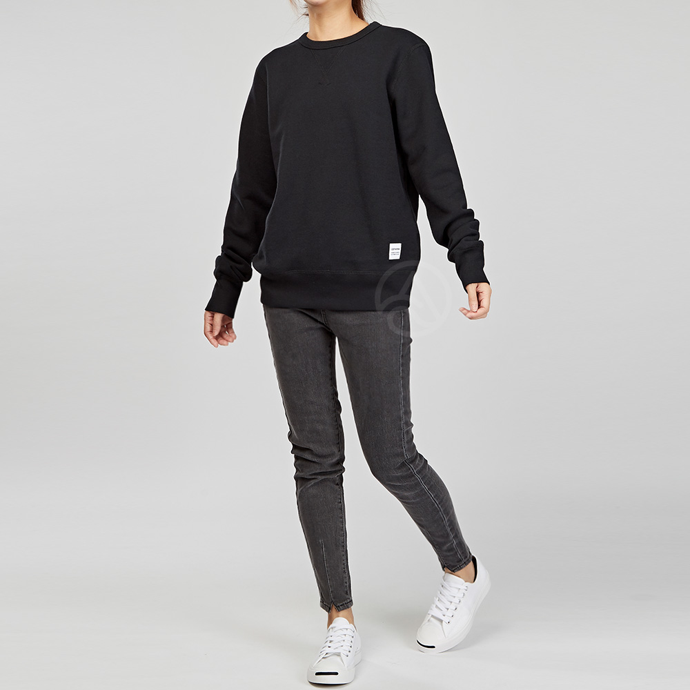 Converse Essentials Crew 女子 黑色 毛圈內裏 圓領 套頭 長袖上衣 10001018-A01