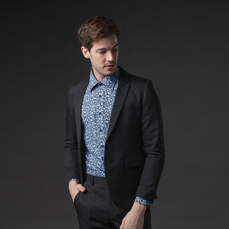 韓版西裝一套 黑素面薄款 窄版