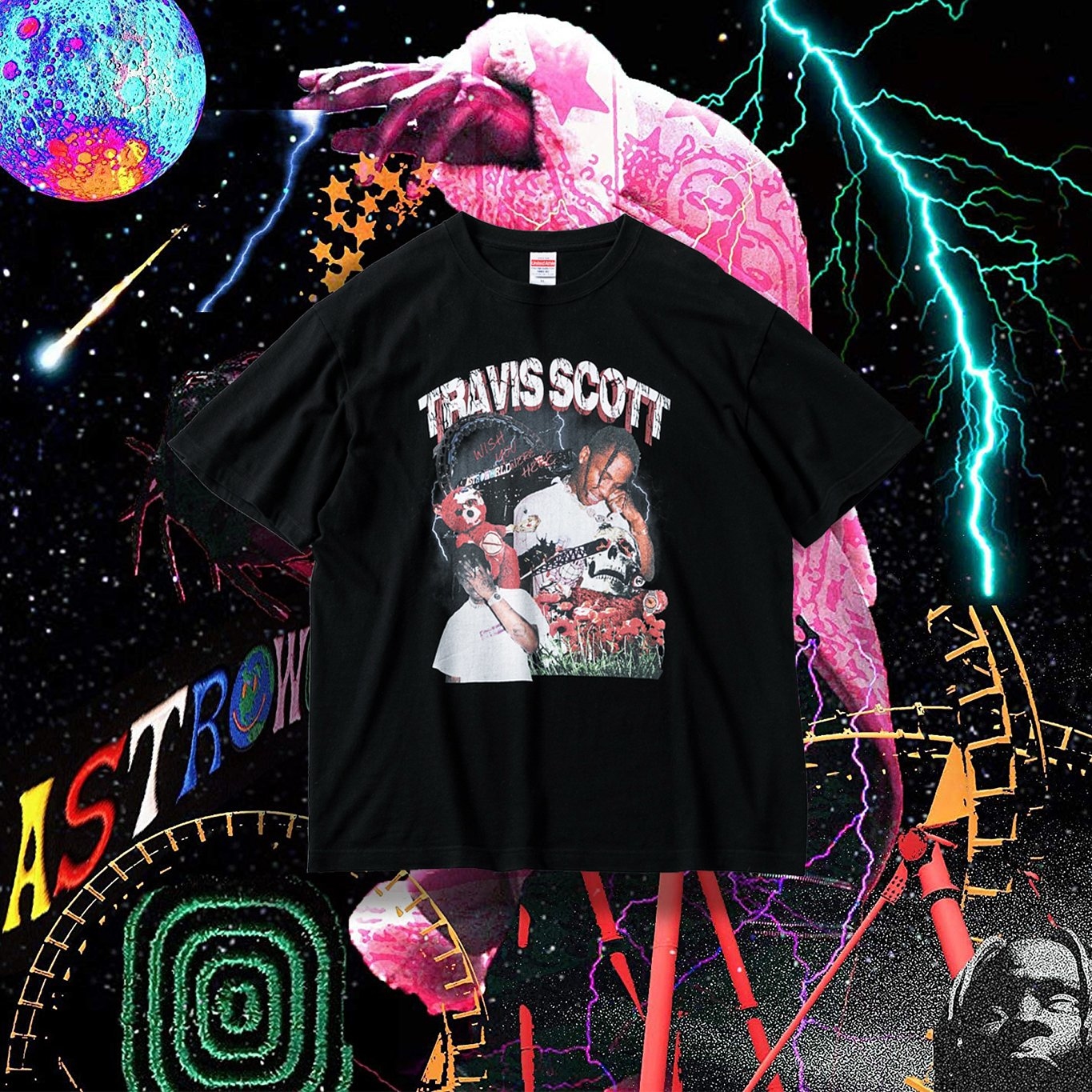 GHOST MADE / TRAVIS SCOTT "ASTRO WORLD" 肖像短TEE