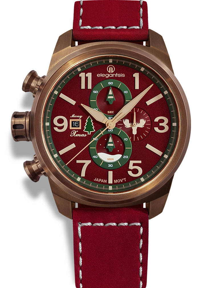 萬年鐘錶 - elegantsis 愛樂時   聖誕特別限定聖誕腕錶     紅聖誕  ELJT48MQS-OR02LC  錶徑45.5MM