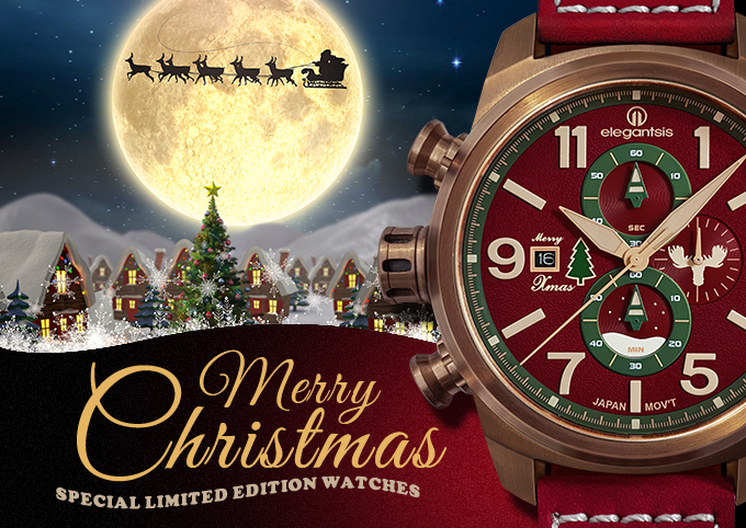 萬年鐘錶 - elegantsis 愛樂時   聖誕特別限定聖誕腕錶     紅聖誕  ELJT48MQS-OR02LC  錶徑45.5MM