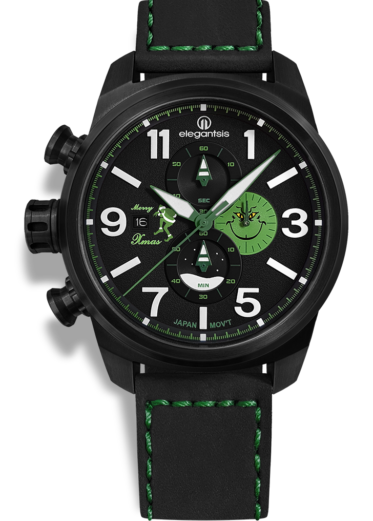 萬年鐘錶 - elegantsis 愛樂時   聖誕特別限定聖誕腕錶     綠聖誕  ELJT48MQS-OG01LC  錶徑45.5MM