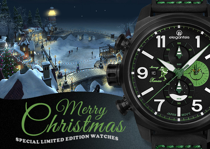 萬年鐘錶 - elegantsis 愛樂時   聖誕特別限定聖誕腕錶     綠聖誕  ELJT48MQS-OG01LC  錶徑45.5MM