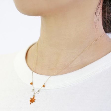 [日本制] 楓葉紅葉頸鏈