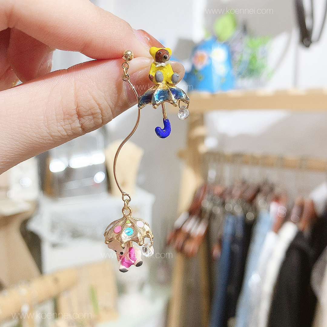 [日本手制] Ayatorie 熊仔與雨傘耳環