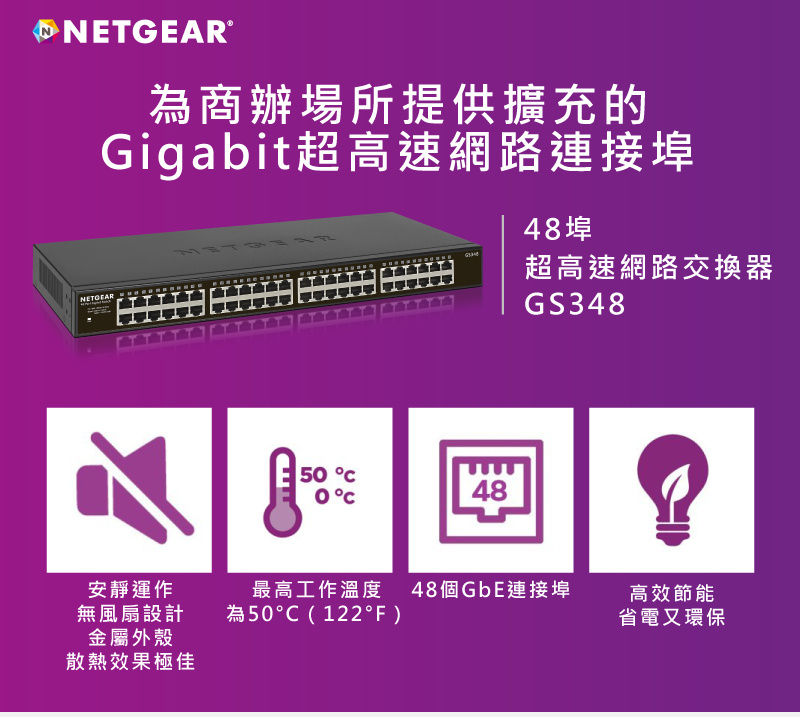 NETGEAR ラックマウント型 アンマネージ スイッチングハブ GS348