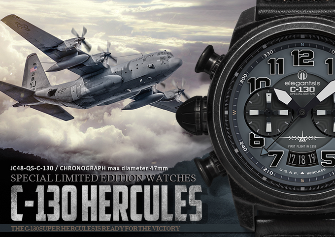 萬年鐘錶 - elegantsis 愛樂時  C-130運輸機  美軍版  限量腕錶   ELJX48QS-6B01LC