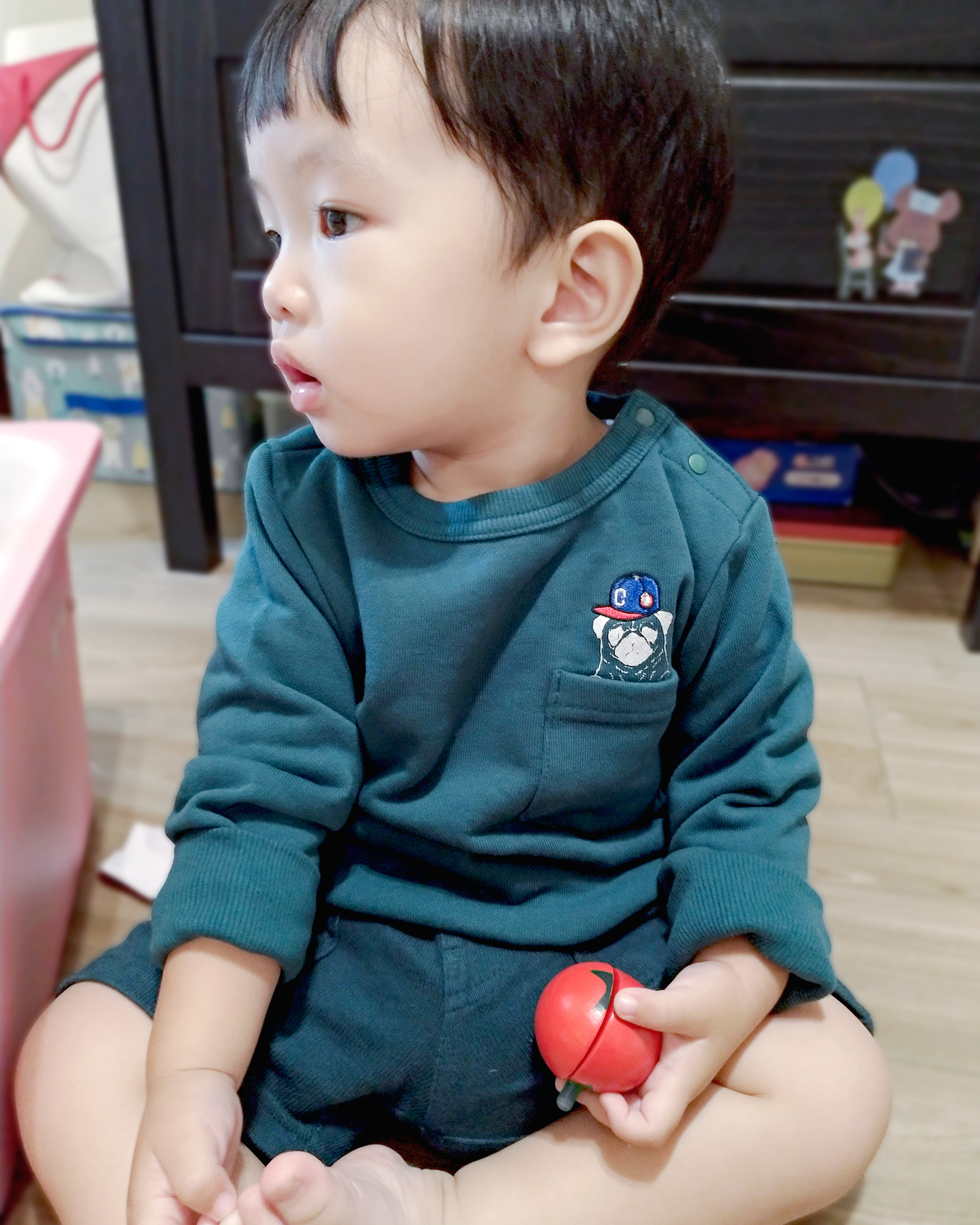 日本 JEAN 狗狗口袋長袖衛衣 (100，深藍色) 890368