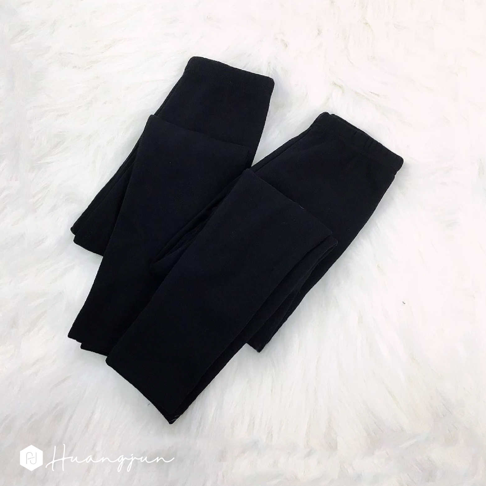 【小孩】素面細絨毛保暖褲-黑