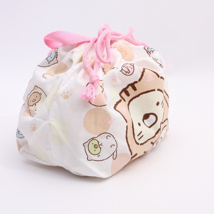 日本 角落生物  貓咪 便當束口提袋 束口袋 便當袋 提袋 手提袋 野餐 收納 粉