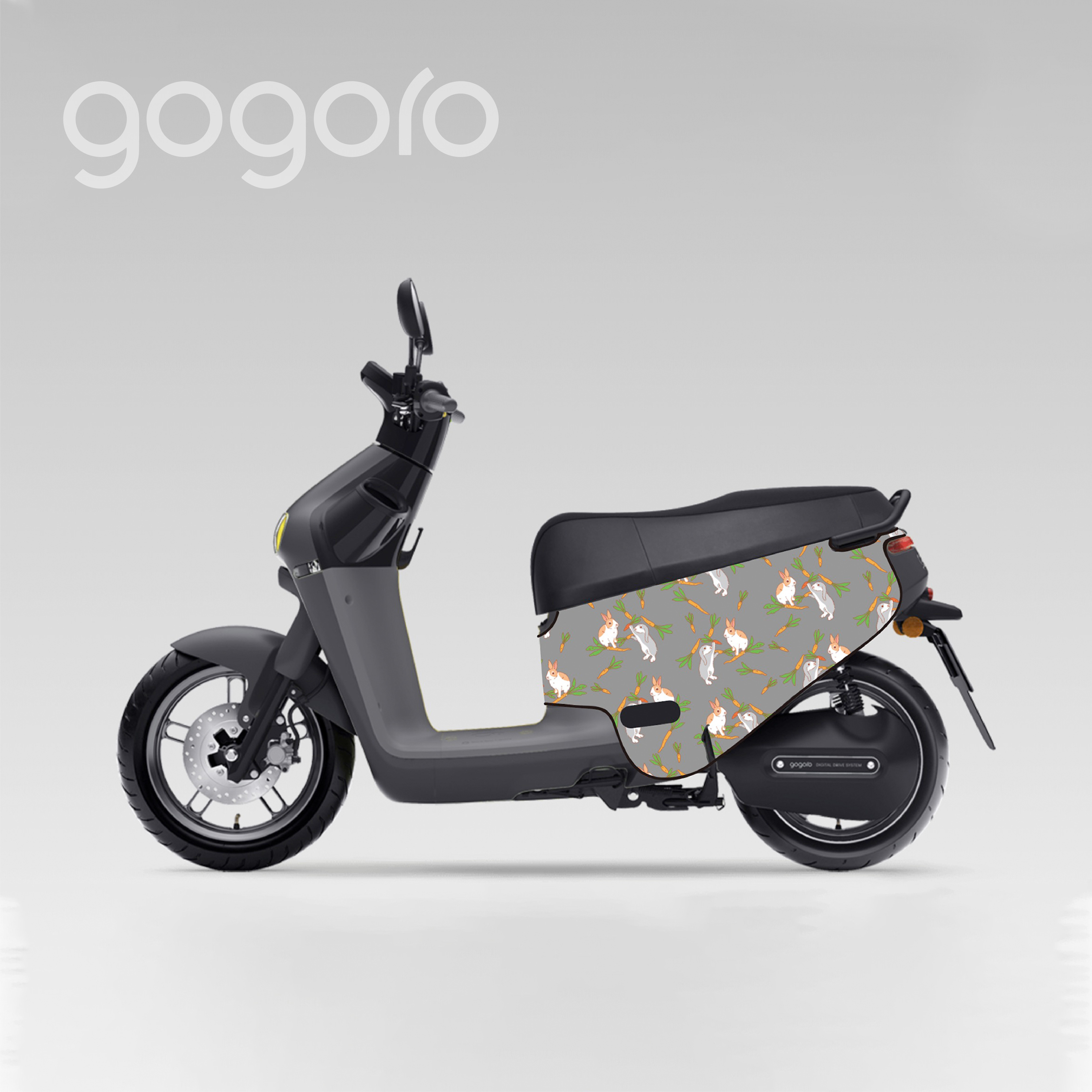 BLR gogoro ID36粉灰兔子 雙面車套 車身防刮套 潛水衣布 防刮套 保護套 車套 機車配備 電動車防刮 智慧雙輪