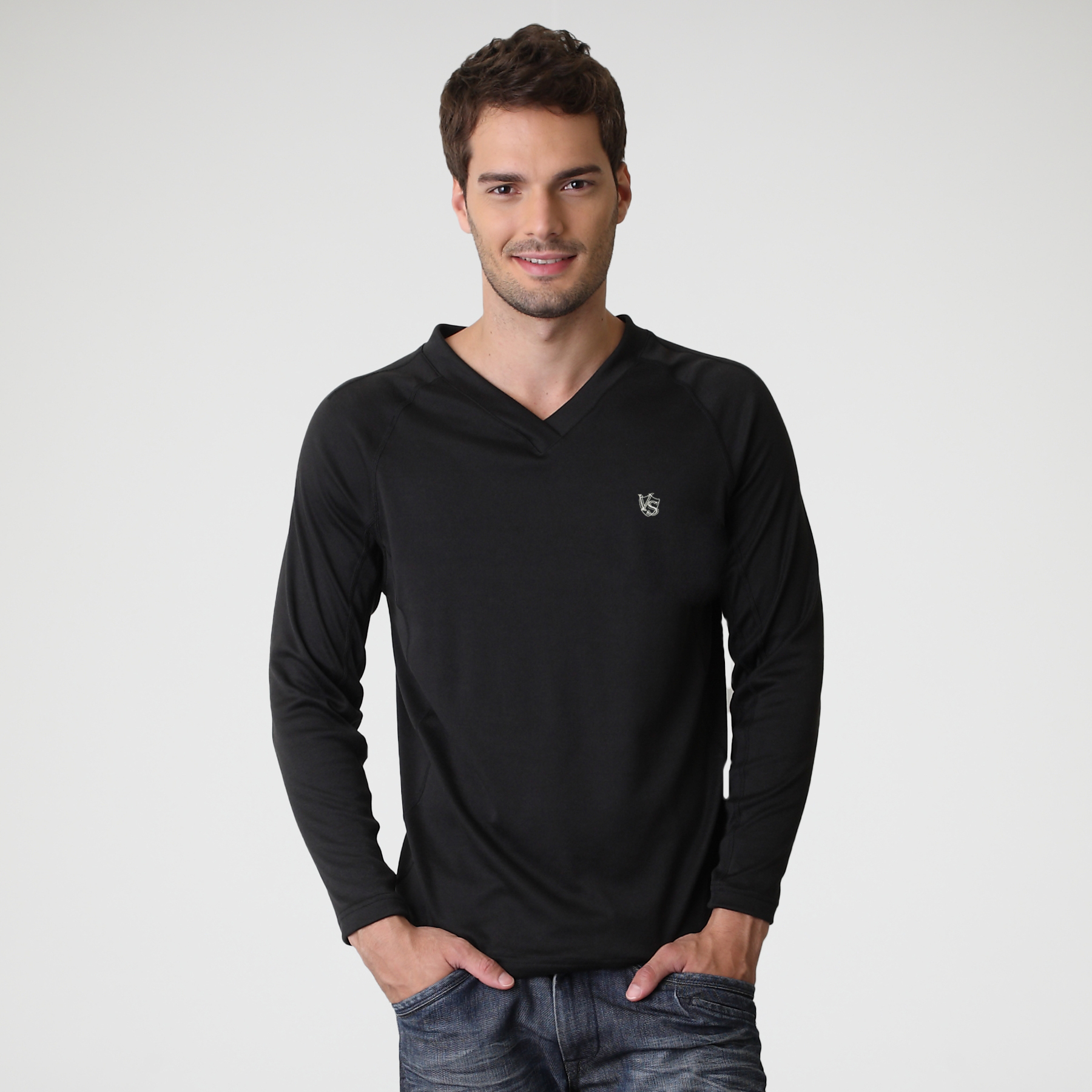 VITAL ENERGY鍺能量男中空快乾保暖衣 ( V領 )(淺灰、深灰、黑色)