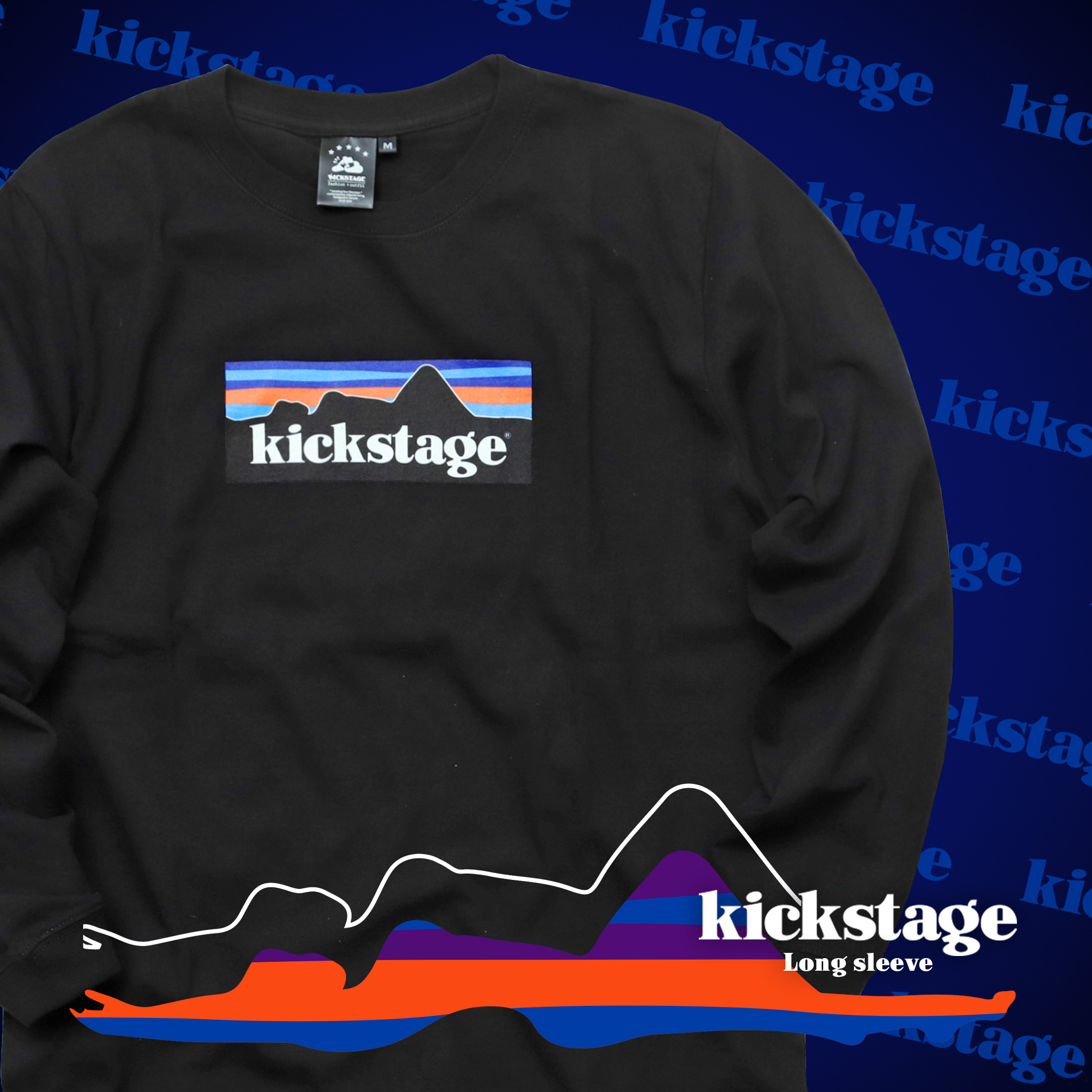 **特價商品售出不退換**KICKSTAGE CREW TEE KS GIRL 黑色 翻玩 山脈 女郎 咬標 刺繡 純棉 圓領 長T 【KS47】