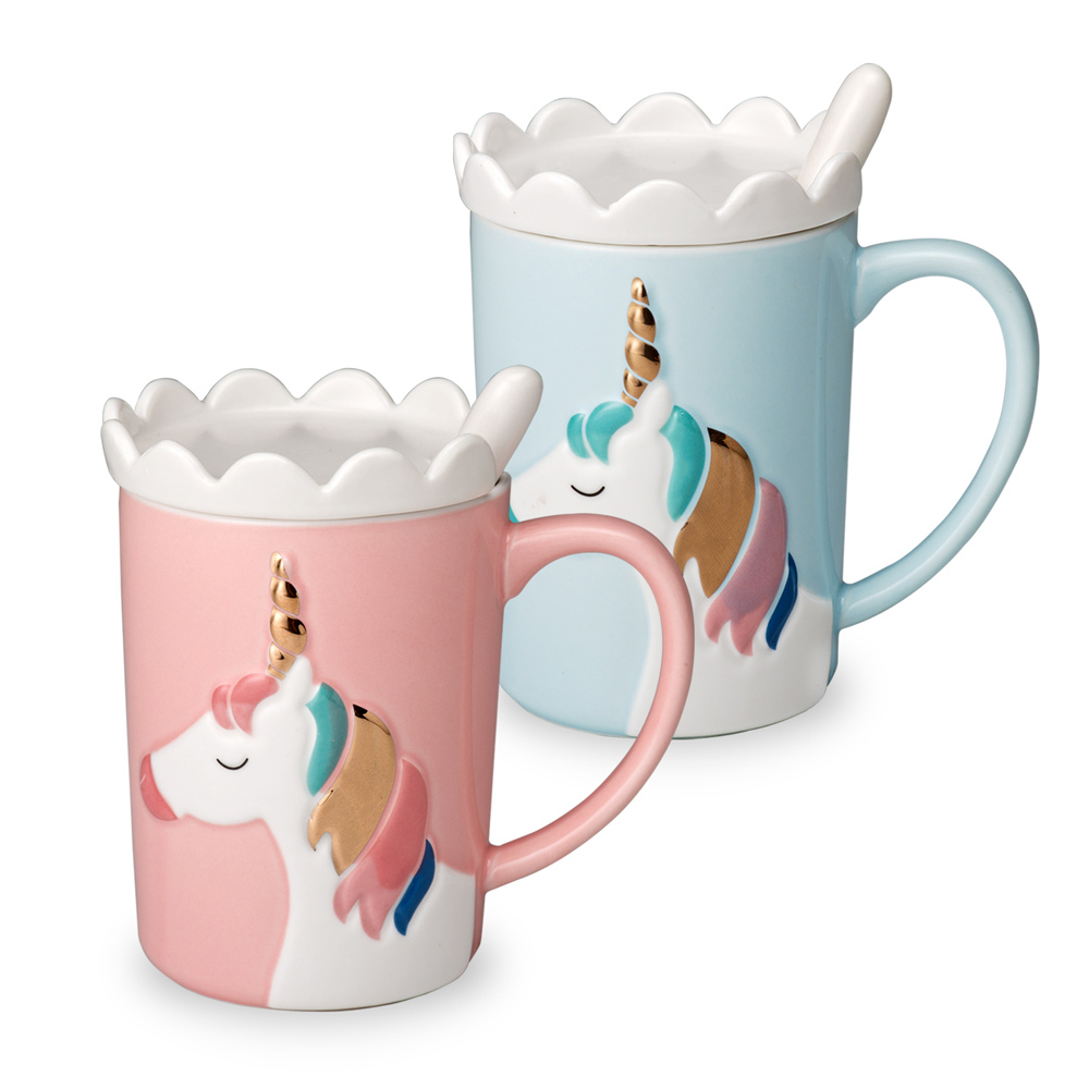 奇幻獨角獸馬克杯(附蓋+匙)