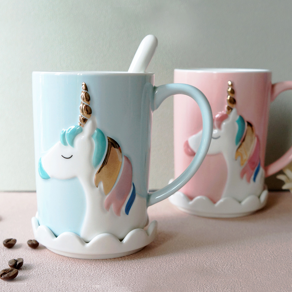 奇幻獨角獸馬克杯(附蓋+匙)